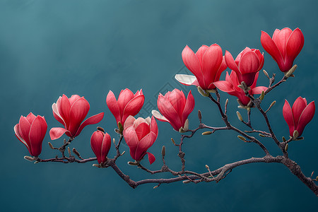 红花开在枝头高清图片