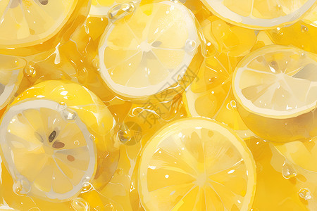 泡水维c新鲜柠檬切片美味多汁的柠檬插画