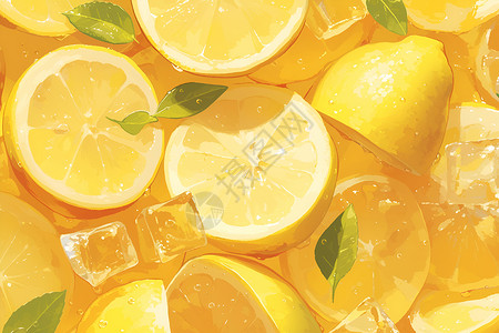 泡水维c新鲜柠檬切片美味的柠檬片插画
