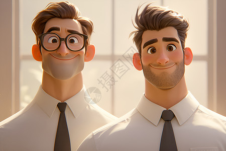 男士发型素材对话中的两个男人插画
