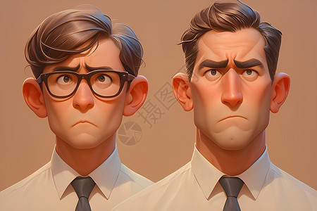 男士发型素材两个时髦的男性插画