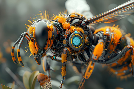 昆虫触角机械蜜蜂插画