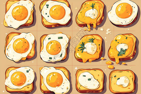 黄油吐司黄油面包煎蛋插画