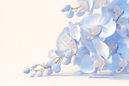 白兰花素材幽雅的蓝白兰花插画