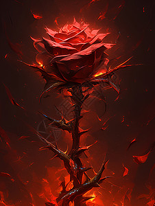 绽放的玫瑰荆棘之上的玫瑰插画