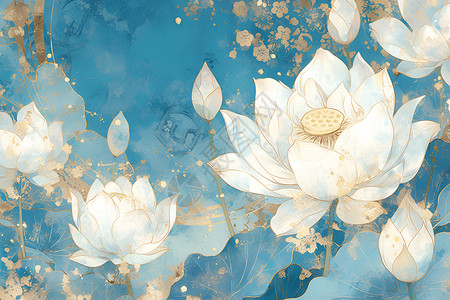 华丽的白色莲花背景图片