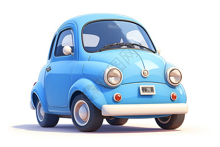 轮胎模型蓝色的卡通玩具车插画