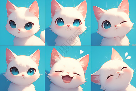 眼轴蓝眼猫咪的表情插画
