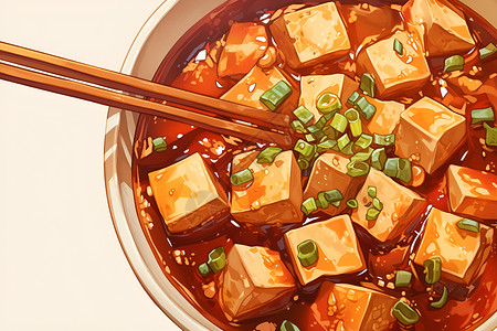 火辣的麻婆豆腐背景图片