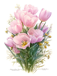 盛开的粉色郁金香背景图片