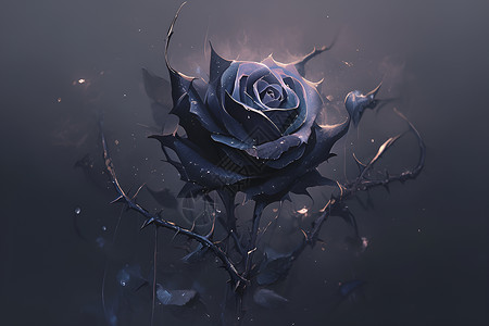 荆棘和花朵黑色玫瑰插图插画