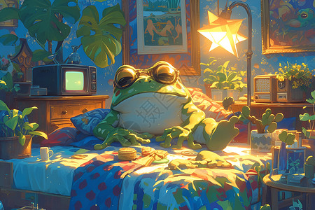 床上的青蛙背景图片