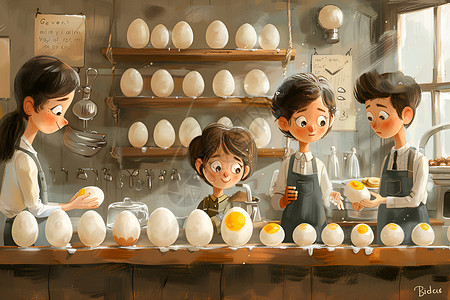 卡通蛋壳展示的鸡蛋插画