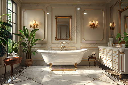 古典优雅的浴室背景图片