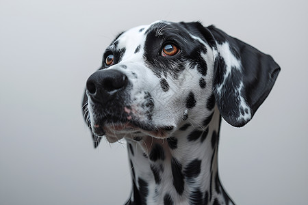 白斑纹遥望远方的斑点犬背景