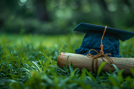 毕业帽与学位证书背景