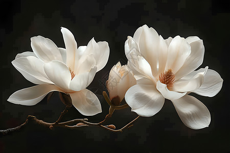 白色木兰花花枝背景图片