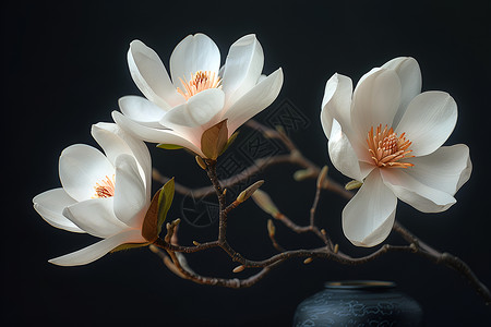 一枝盛开的木兰花背景图片
