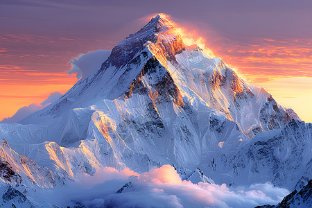 巍峨的雪山山峰背景图片