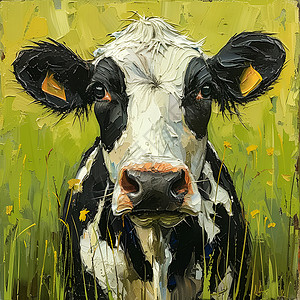养殖的一只可爱的奶牛插画