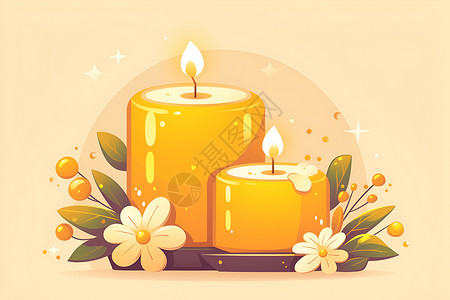 黄色蜡烛烛光黄色的蜡烛插画
