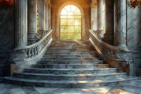 天国的阶梯壮丽大理石建筑台阶背景