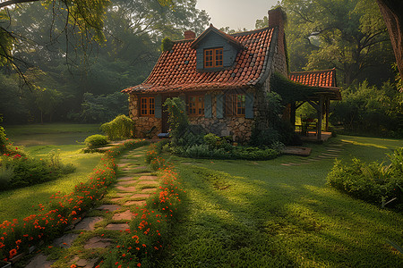 森林小屋森林里的小屋背景