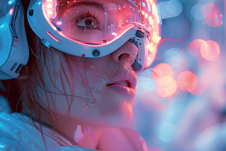 女人眼镜虚拟现实的体验设计图片
