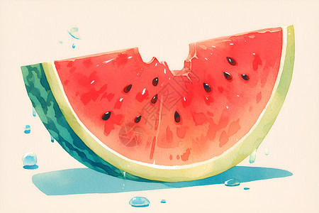 水彩水果底纹夏日清凉水彩西瓜插画