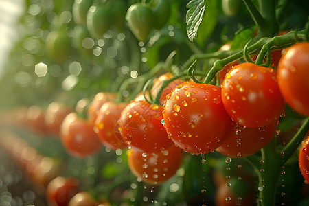 植物红色叶子成熟的番茄背景
