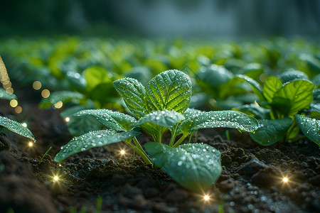 地瓜秧蔬菜地的光线设计图片