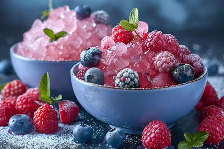 冰爽的浆果刨冰背景图片