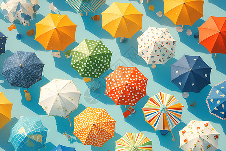 众彩雨伞的世界插画