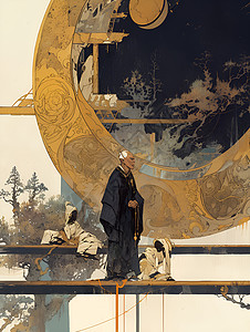 日本僧人修行者的灵性之旅插画