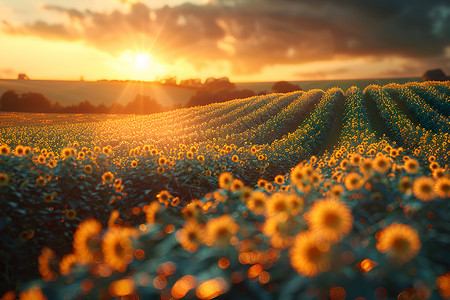 太阳照耀下的美丽花朵背景图片