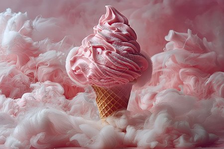 融化甜筒精美的粉色冰淇淋背景