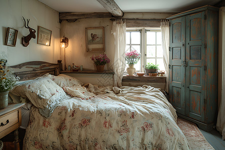 床单被褥卧室里的大床背景