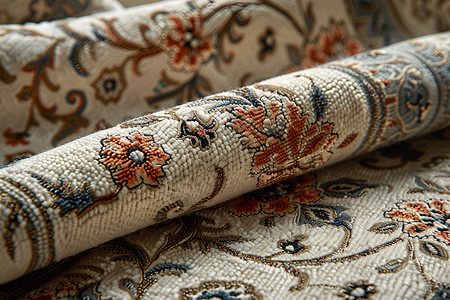 手工绒毯上的花纹绣工背景图片