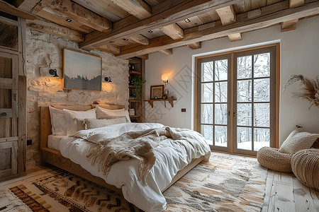 林间仙境温馨的卧室高清图片