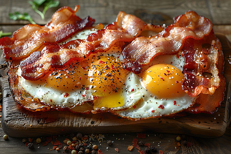 火腿美食美味的鸡蛋早餐背景