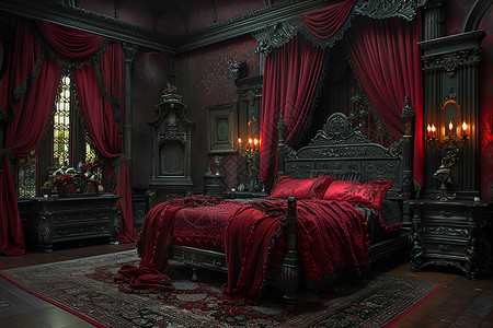 大红色床单豪华丝绒大床背景