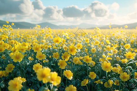 黄色花丛春日里的黄色花海背景