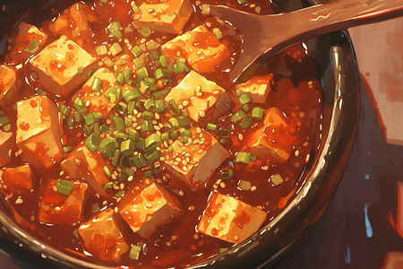 美味的麻婆豆腐背景图片