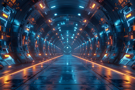 未来通道储能的隧道插画
