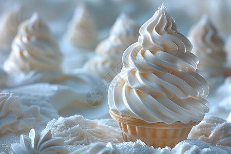 奶油冰淇淋奶油甜筒高清图片