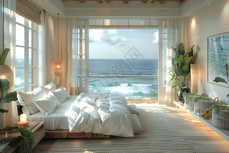 床用海边的民宿设计图片