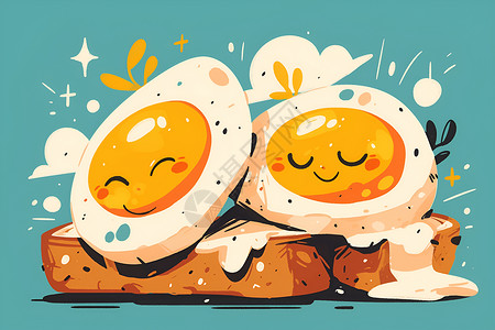 吐司煎蛋鸡蛋和吐司插画