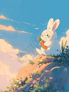 藏族兔子可爱卡通兔子插画