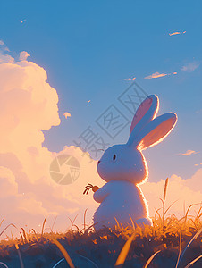 可爱小兔子惊讶可爱的卡通兔子插画