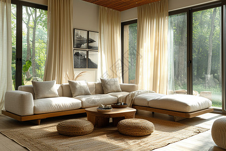 北欧风格设计的极简主义客厅背景图片